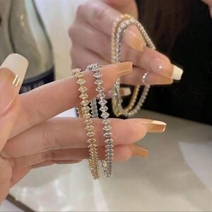 gold tennis bracelet crystal diamond jewel